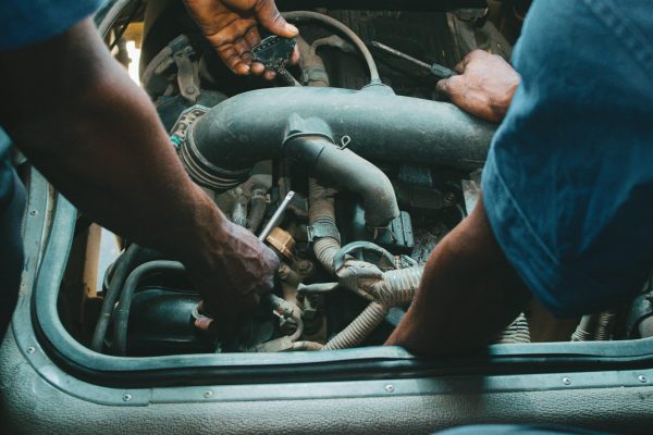 Mechanic working on a cooling system repair
